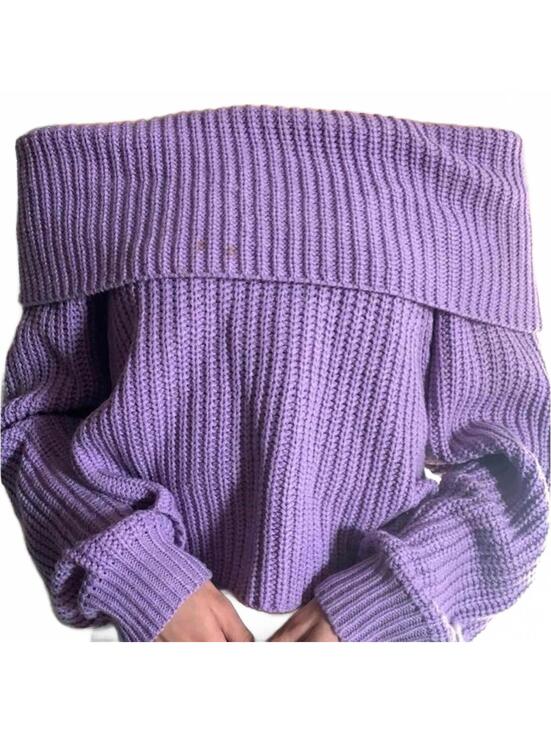 Forever 21 Sweaters - NWOT Forever 21 Purple Ribbed Cable Knit Off the Shoulder Sweater- Size Small